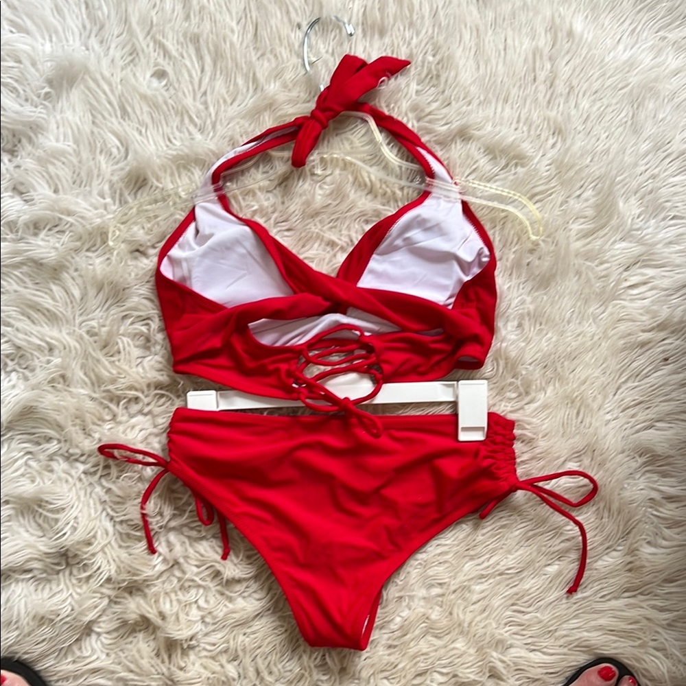 Red Halter Bikini Set - Picture 2 of 8